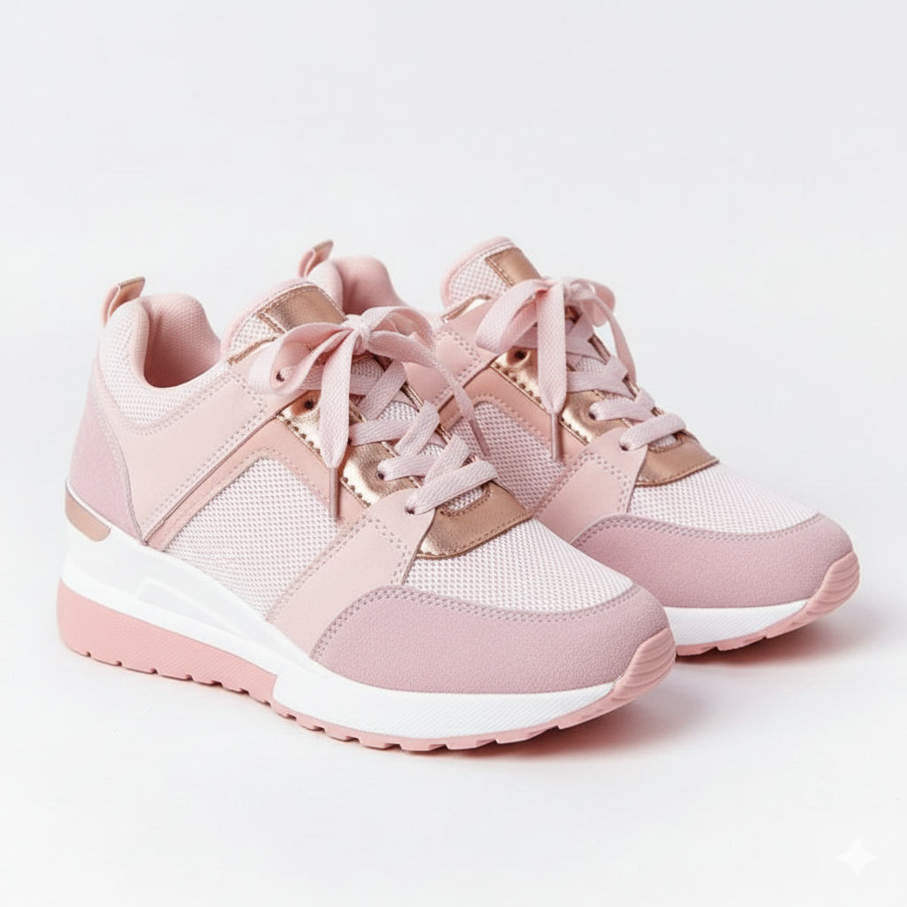 Sneakers con zeppa da donna per comfort e traspirabilità in pelle sintetica 8