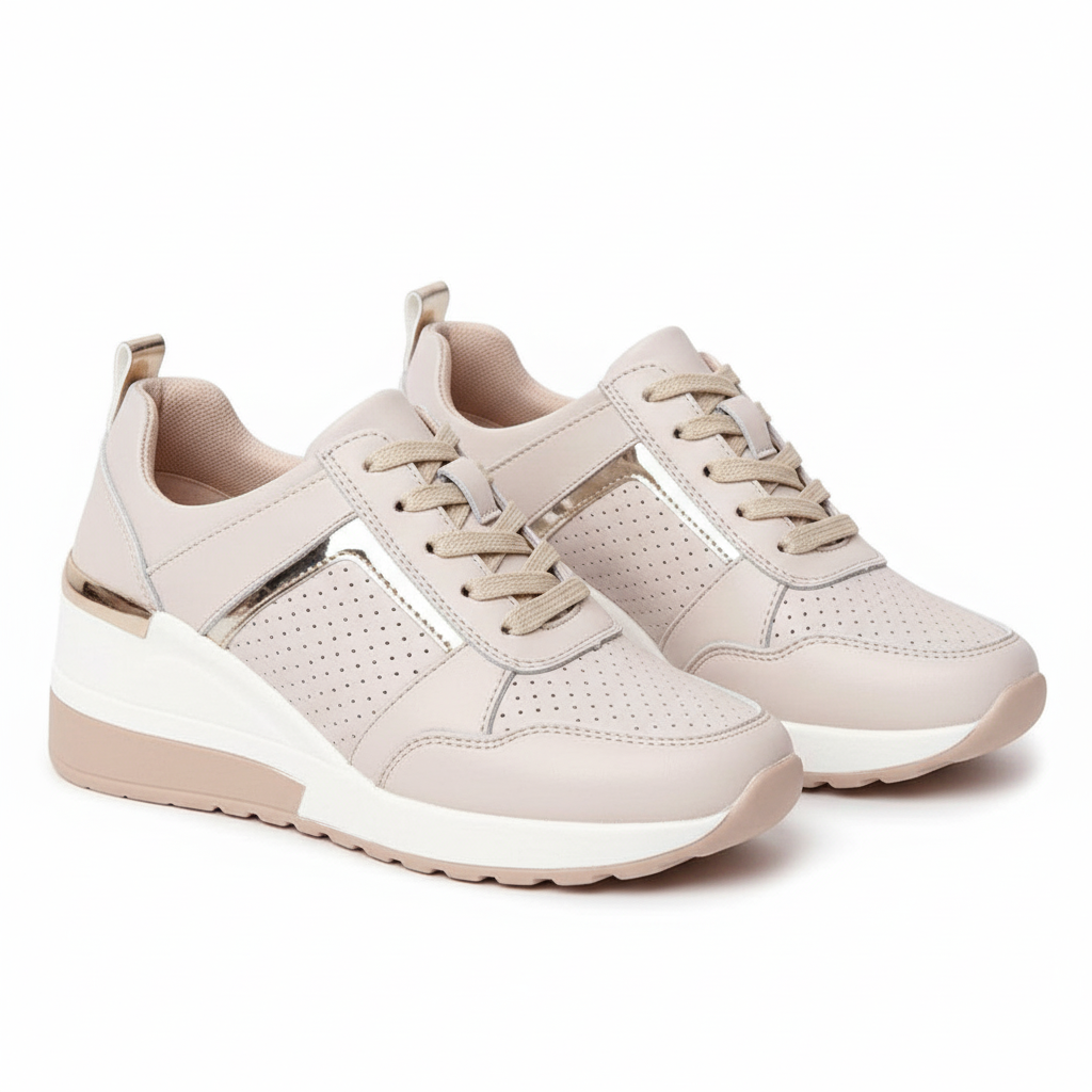 Sneakers con zeppa da donna per comfort e traspirabilità in pelle sintetica 9