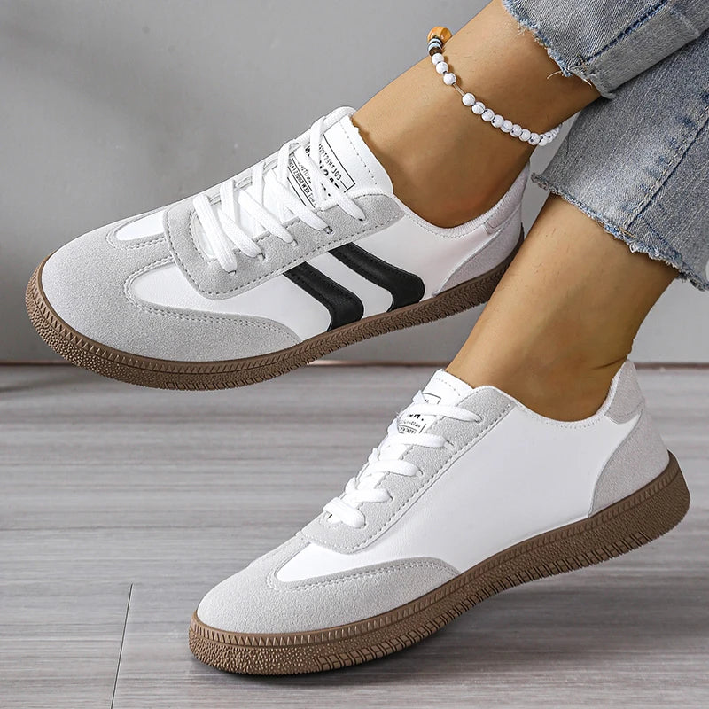 Sneakers da donna con plateau eleganti, comode, con lacci, sintetiche 4