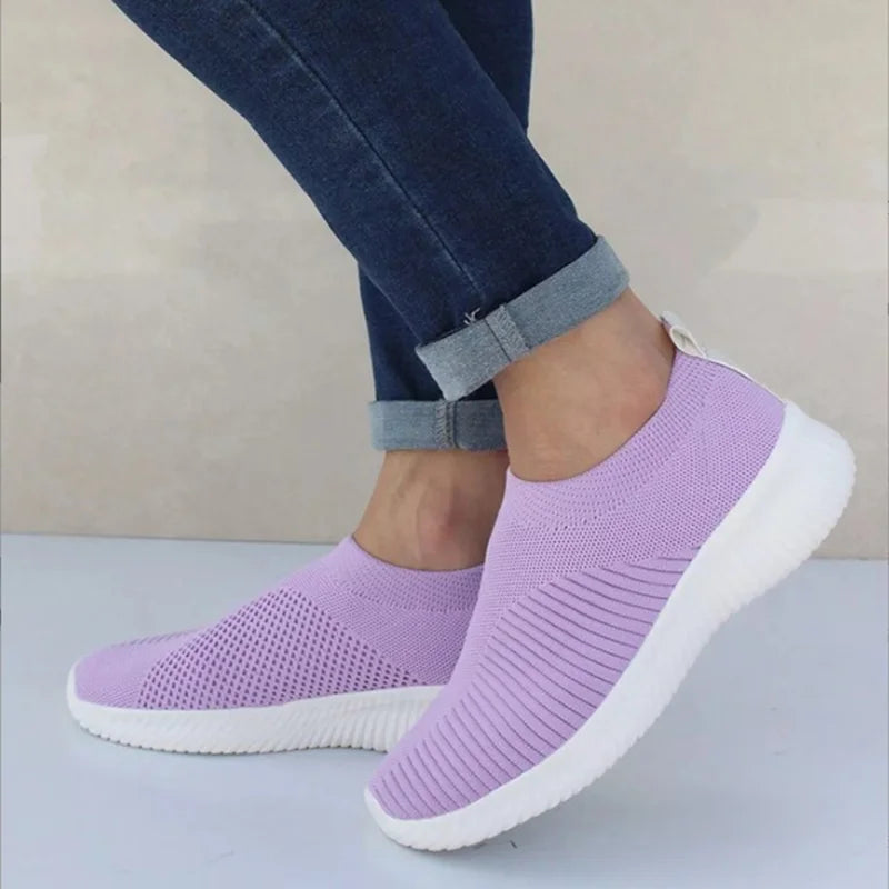 Sneakers slip-on da donna in maglia di gomma traspirante per un comfort che dura tutto il giorno 0