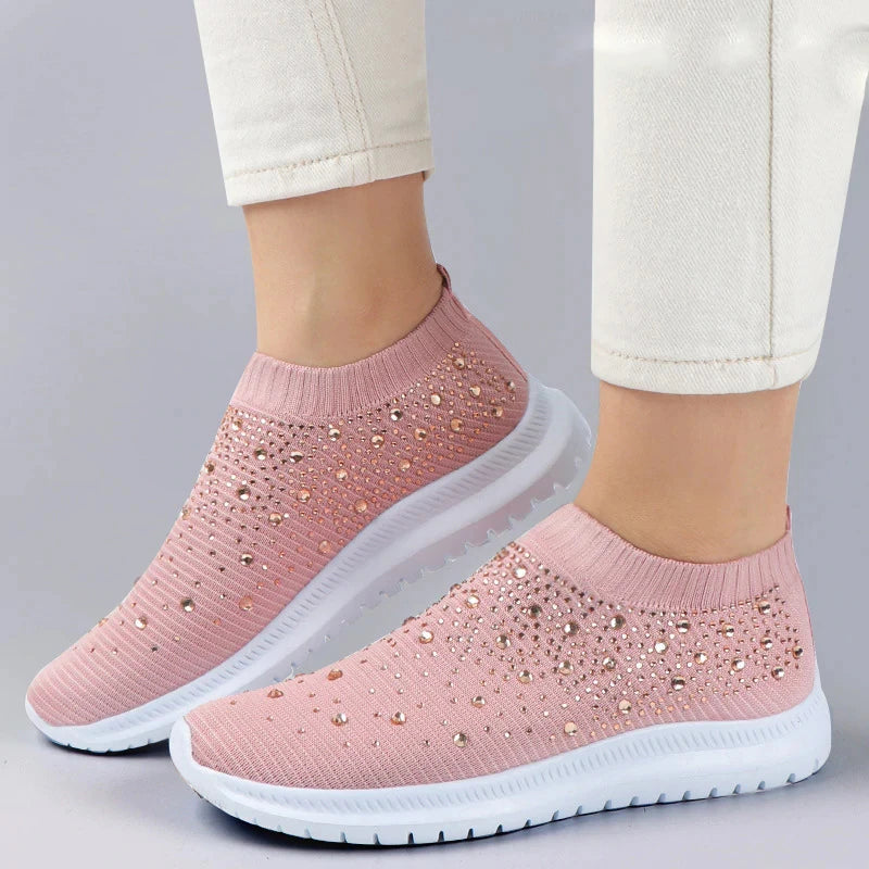 Sneakers slip-on eleganti da donna in maglia, comode ed eleganti 0