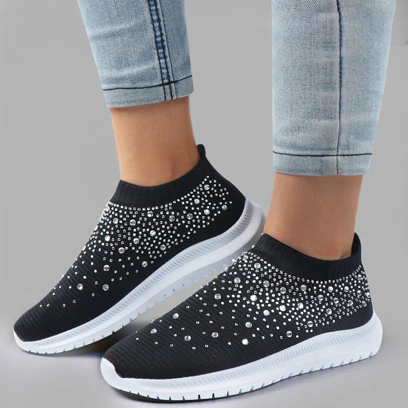 Sneakers slip-on eleganti da donna in maglia, comode ed eleganti 8