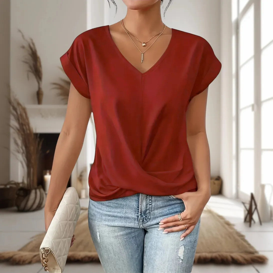 T Shirt Donna Scollo a Cuore Casual - Maglietta Elegante e Versatile per L'Estate 3