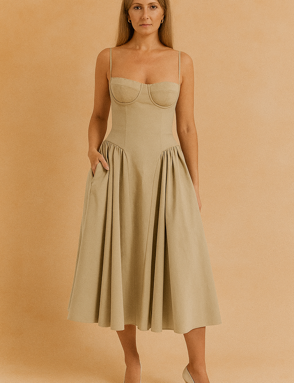 Tulum | Elegante abito estivo midi senza maniche con corsetto 10