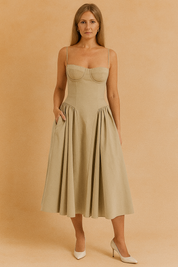 Tulum | Elegante abito estivo midi senza maniche con corsetto 10