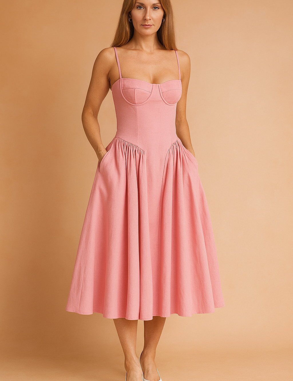 Tulum | Elegante abito estivo midi senza maniche con corsetto 6