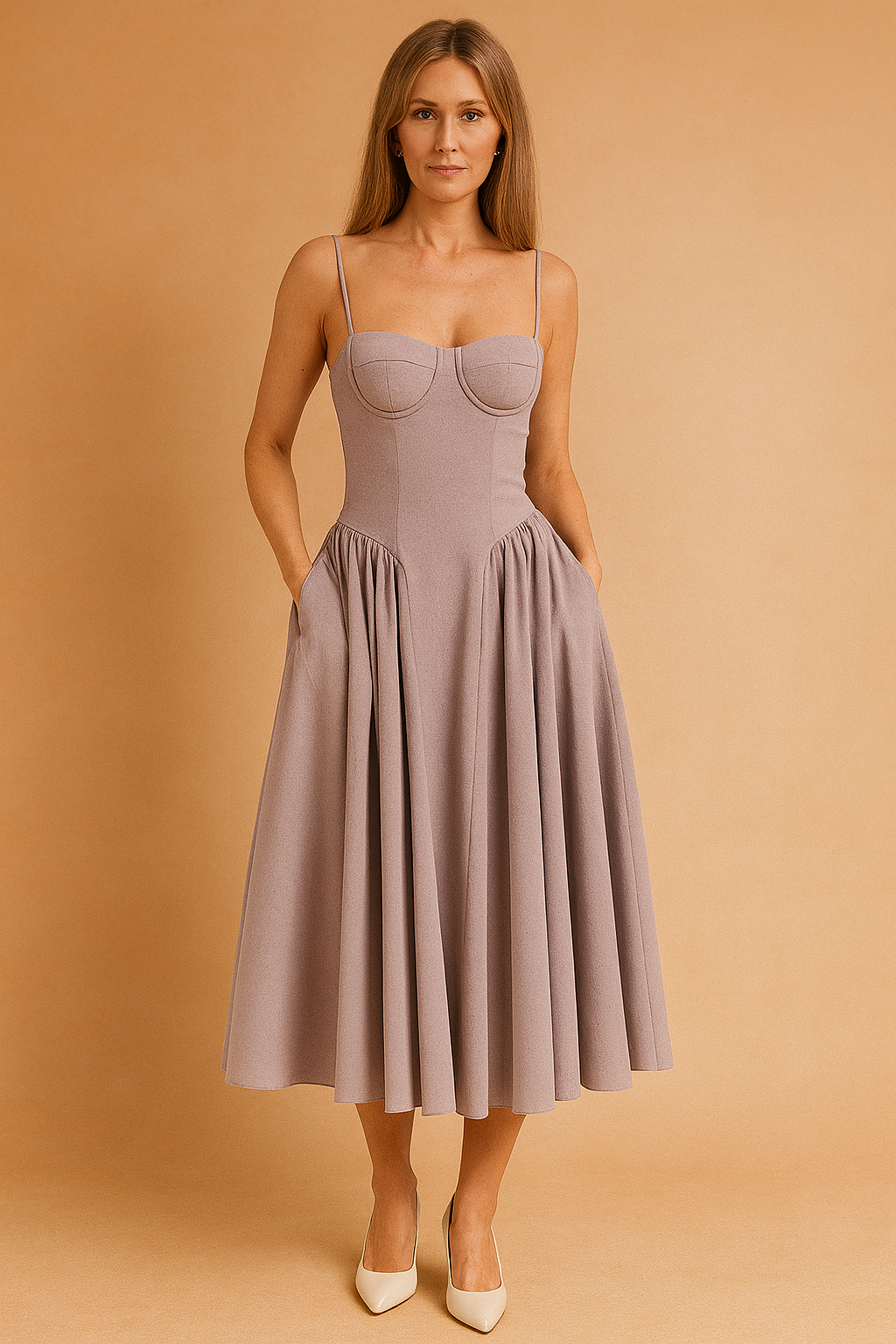 Tulum | Elegante abito estivo midi senza maniche con corsetto 7