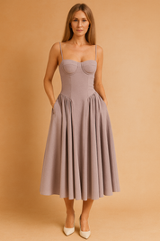 Tulum | Elegante abito estivo midi senza maniche con corsetto 7