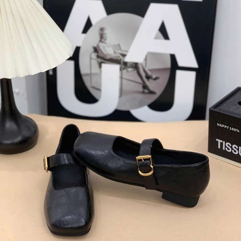 Ballerine Donna — Punta Quadrata Pelle Vacchetta Comfort