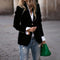 Blazer Donna Slim Fit — Stile Retrò Colletto Classico Tasche