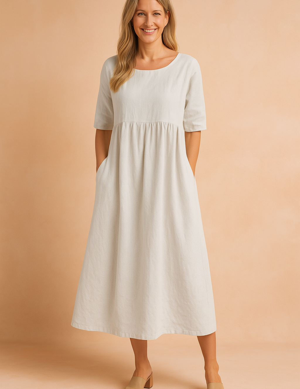 Abito Midi Donna — Ampio con Tasche Taglio Rilassato