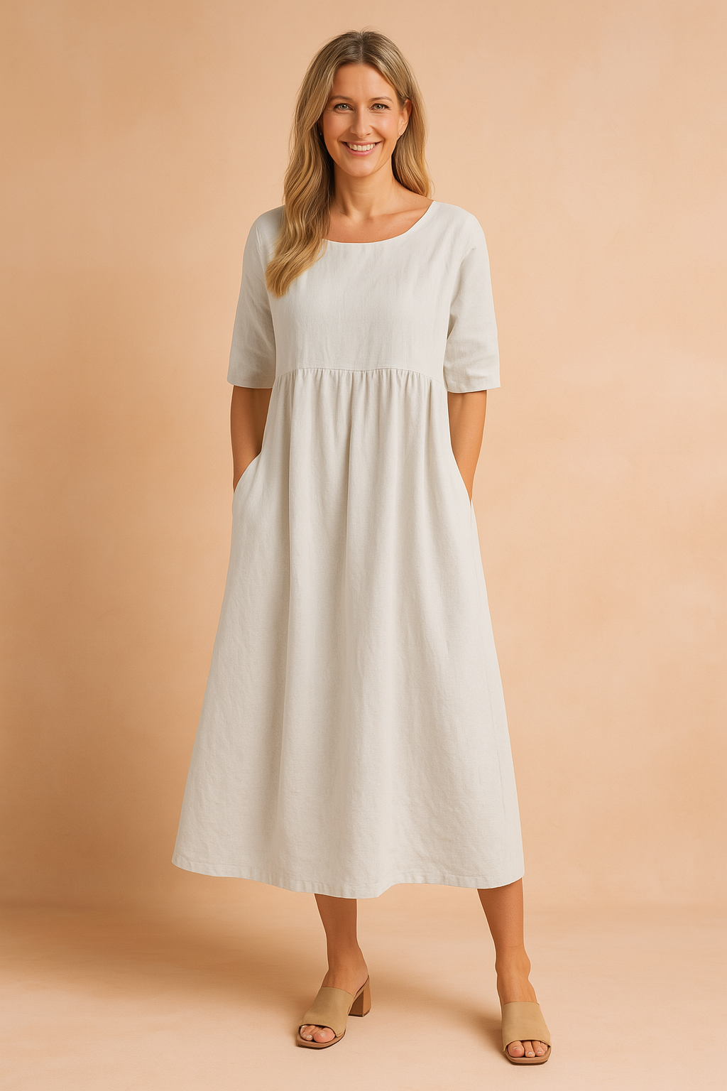 Abito Midi Donna — Ampio con Tasche Taglio Rilassato