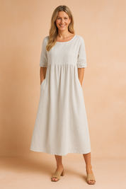 Abito Midi Donna — Ampio con Tasche Taglio Rilassato