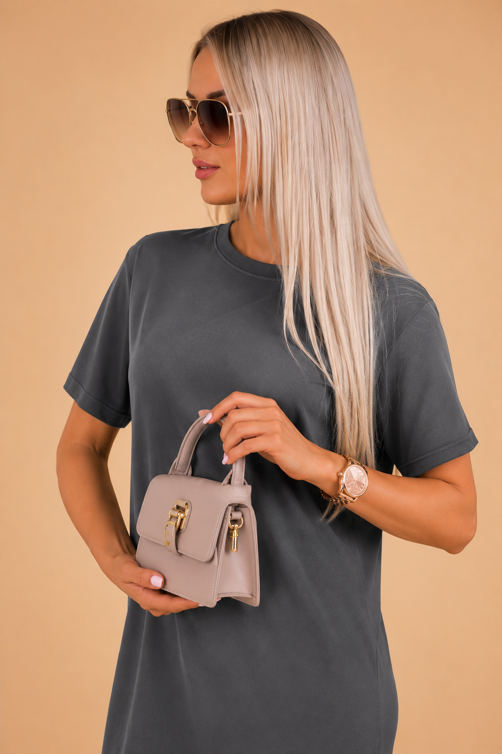 Abito Lungo Donna — Maniche Pipistrello Elegante Minimal