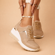 Sneakers Stringate Donna — Cerniera Laterale Tessuto Traspirante