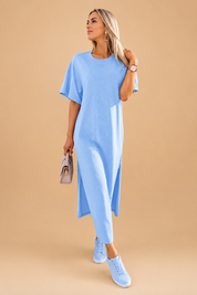 Abito Lungo Donna — Maniche Pipistrello Elegante Minimal